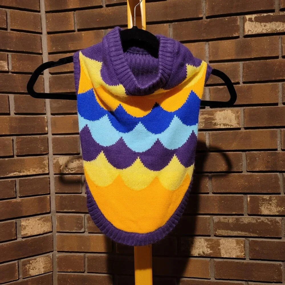 Blueberry Pet Fish Scale Knit Dog Sweater Mermaid Scale Purple Teal - Size XL